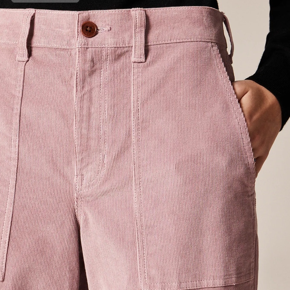 J. CREW Petite camp-pocket wide-leg pant stretch corduroy Misty Berry Size‎ P26 - Picture 3 of 7